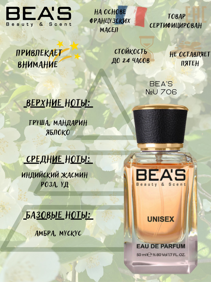 Парфюм BEA'S 50 ml U 706 Montale Aoud Jasmine Unisex