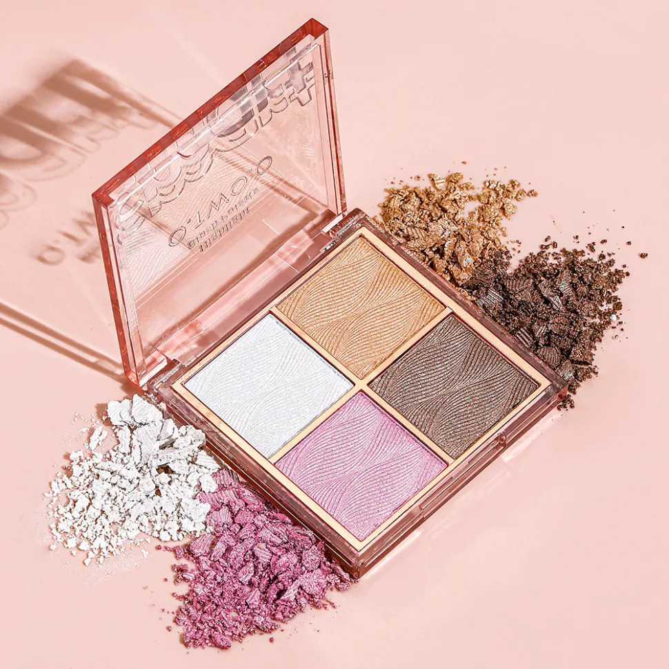 SC045-01 O.TWO.O Пудра-хайлайтер для макияжа, 4 цвета Лунная роза 7.5 g.