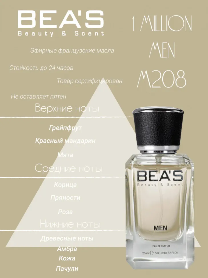 Парфюм BEA'S 25 ml M 208 Paco Rabbane 1 Million Men
