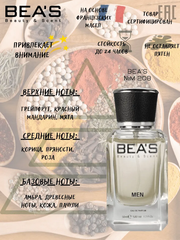 Парфюм BEA'S 50 ml M 208 Paco Rabbane 1 Million Men