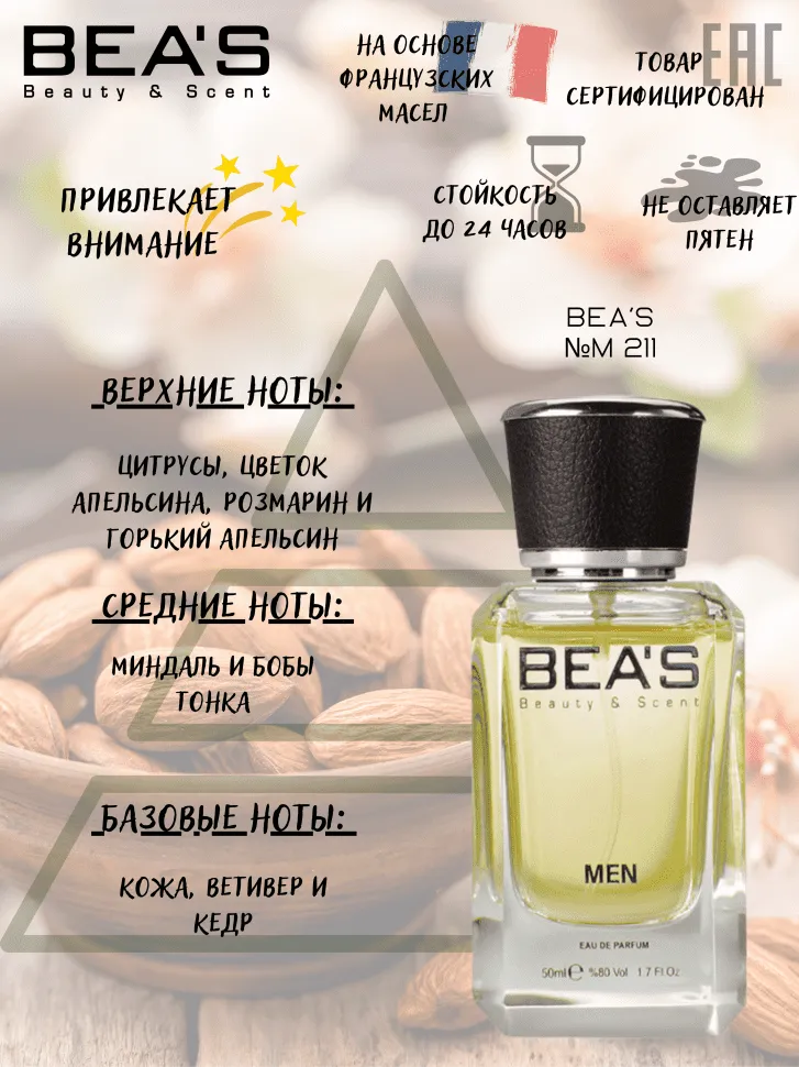 Парфюм BEA'S 50 ml M 212 BEA'S Chanel Egoiste Platinum men