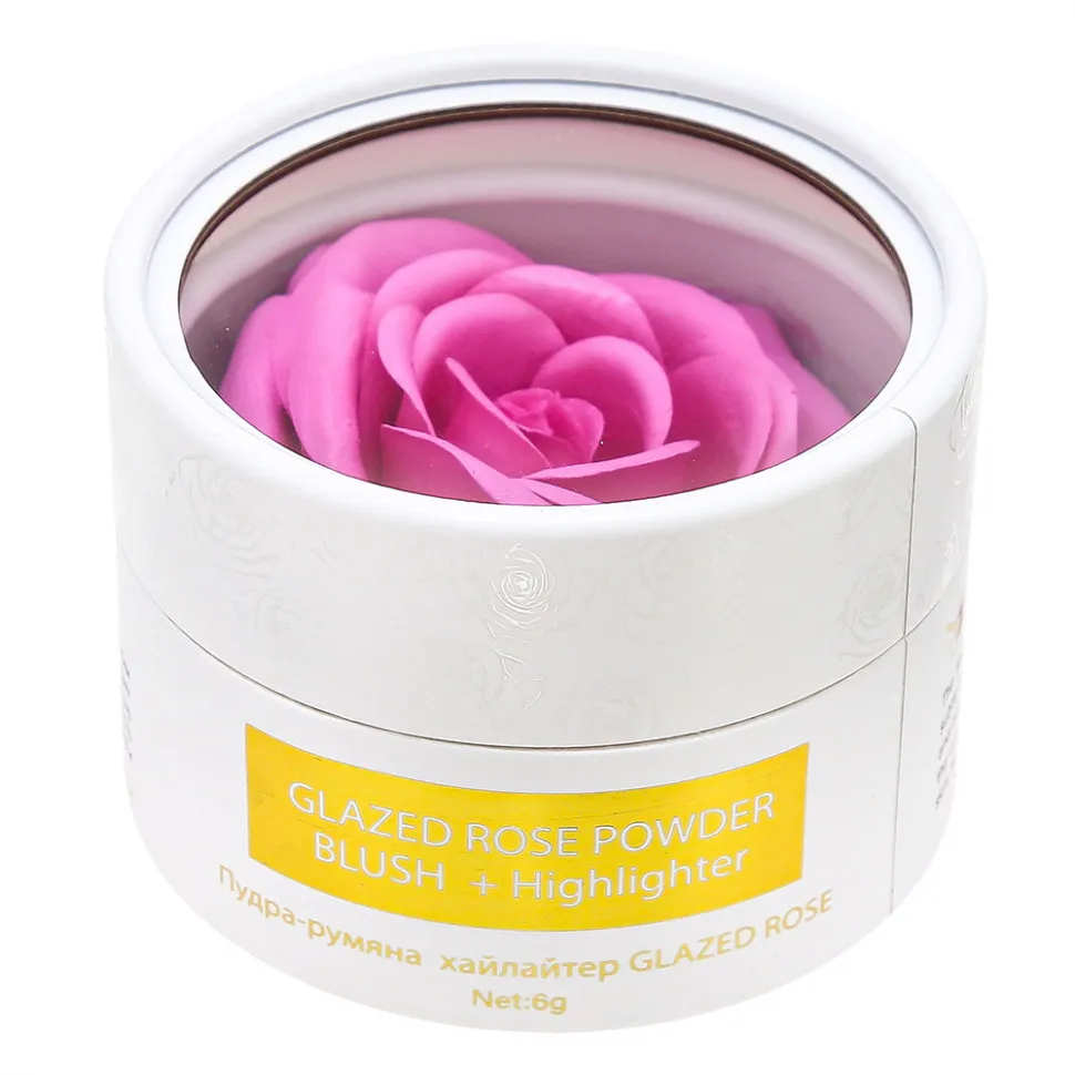 R040 Кремовые румяна и Хайлайтер Rosel Cosmetics Glazed Rose Розовый оттенок 6g