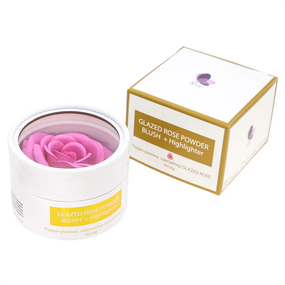 R040 Кремовые румяна и Хайлайтер Rosel Cosmetics Glazed Rose Розовый оттенок 6g