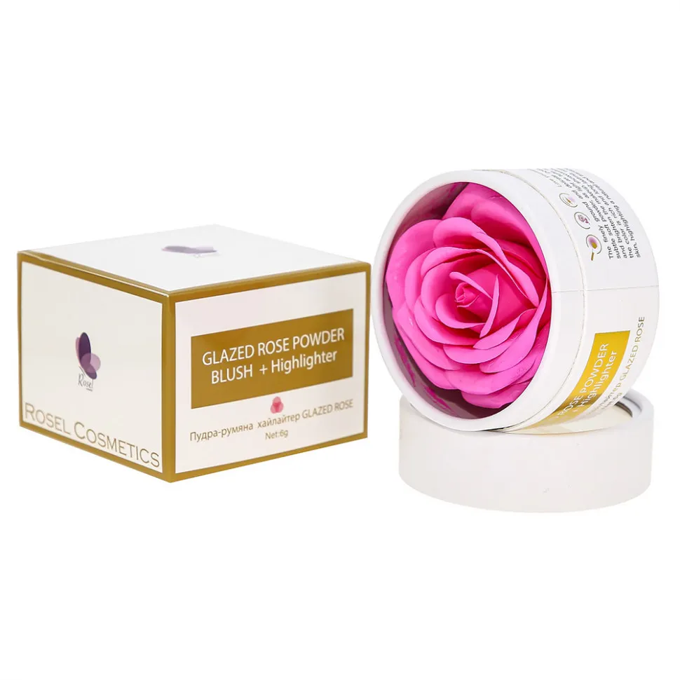 R040 Кремовые румяна и Хайлайтер Rosel Cosmetics Glazed Rose Розовый оттенок 6g
