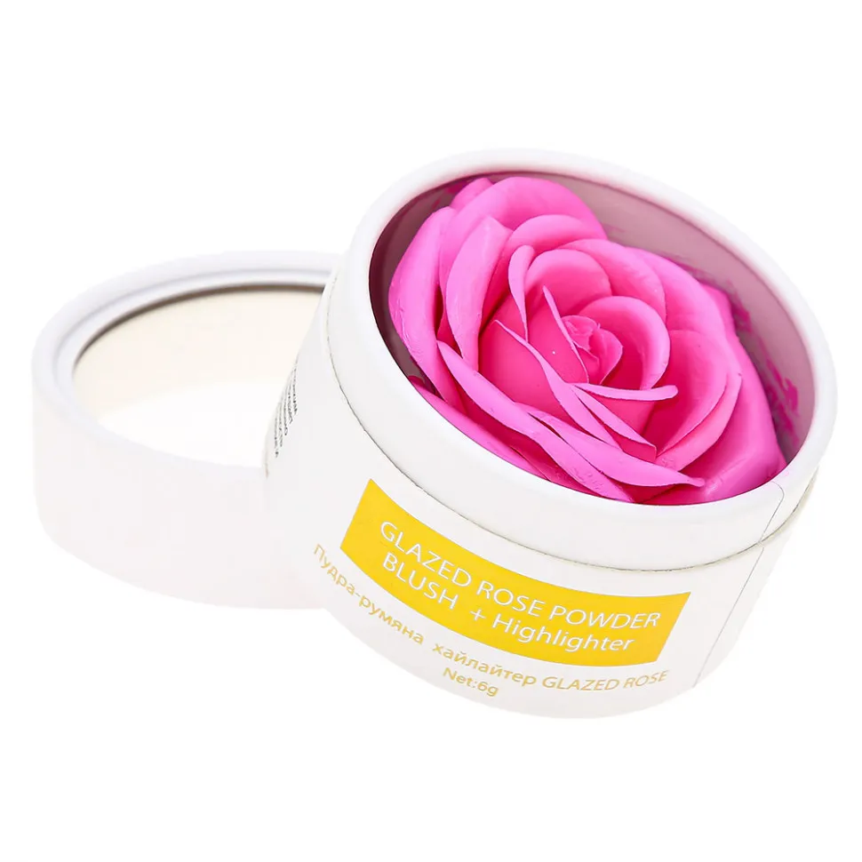 R040 Кремовые румяна и Хайлайтер Rosel Cosmetics Glazed Rose Розовый оттенок 6g