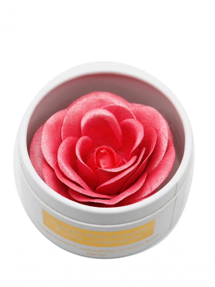 R041 Кремовые румяна и Хайлайтер Rosel Cosmetics Glazed Rose 6g Перламутровый розовый оттенок