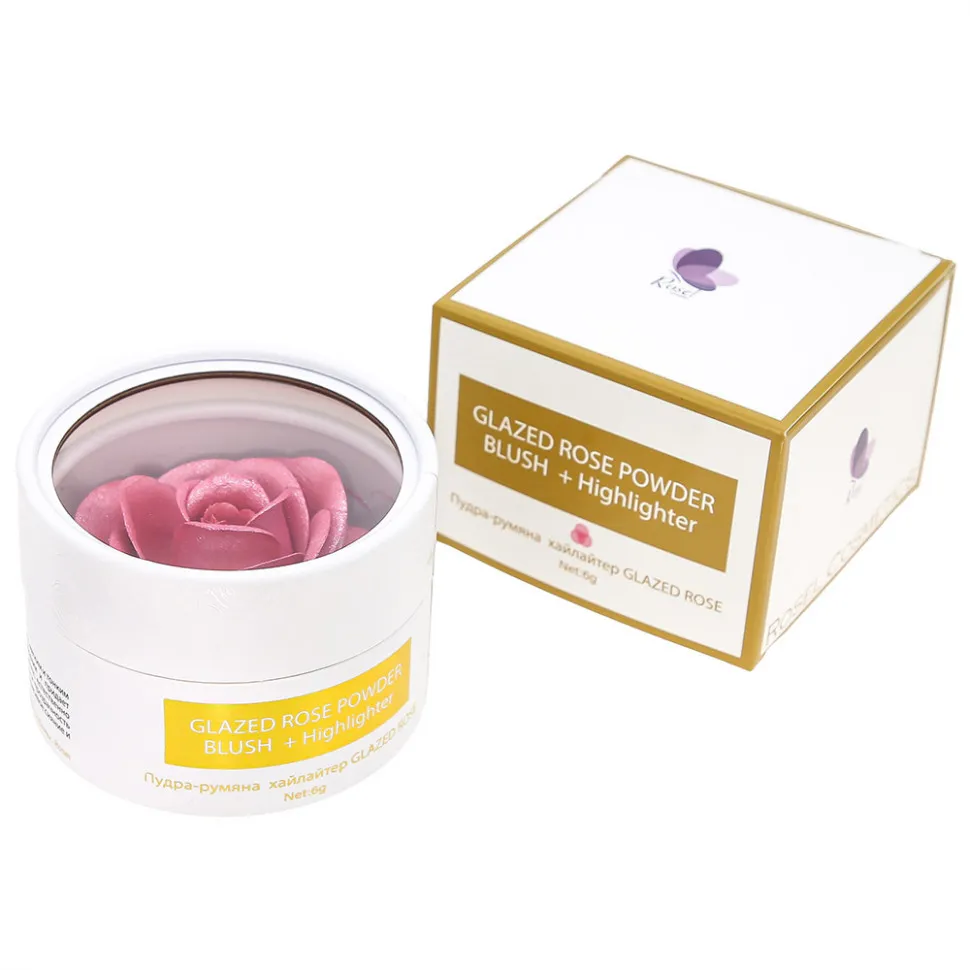 R041 Кремовые румяна и Хайлайтер Rosel Cosmetics Glazed Rose 6g Перламутровый розовый оттенок
