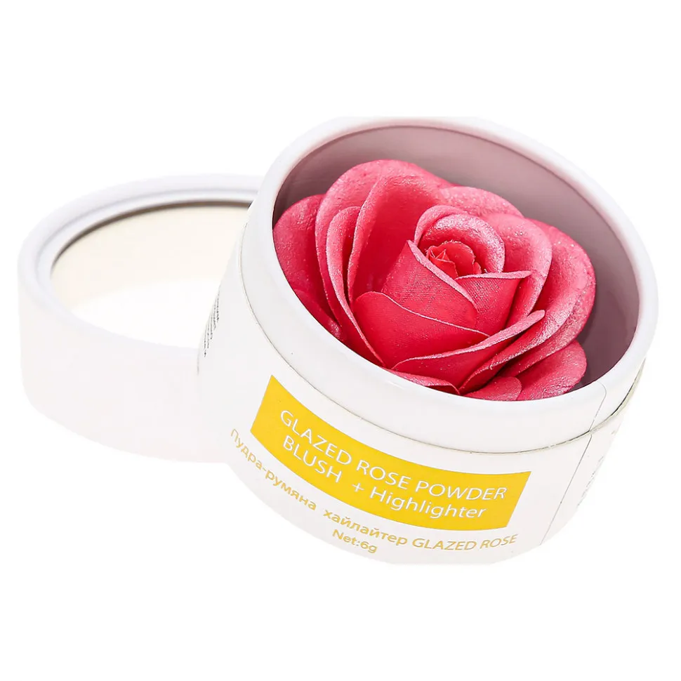 R041 Кремовые румяна и Хайлайтер Rosel Cosmetics Glazed Rose 6g Перламутровый розовый оттенок