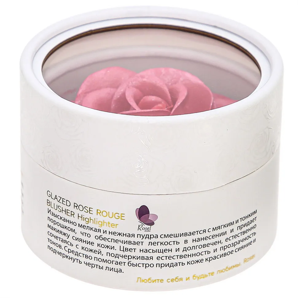 R041 Кремовые румяна и Хайлайтер Rosel Cosmetics Glazed Rose 6g Перламутровый розовый оттенок