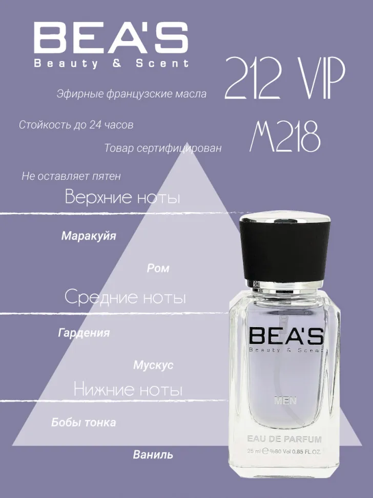 Парфюм BEA'S 25 ml M 218 Carolina Herrera 212 Vip men