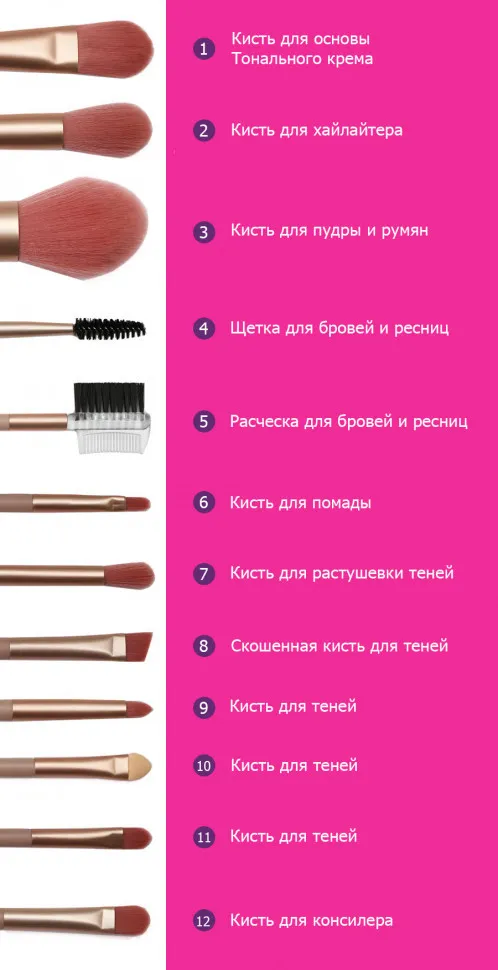 Кисти для макияжа Lorilac Make UP Brush 12шт