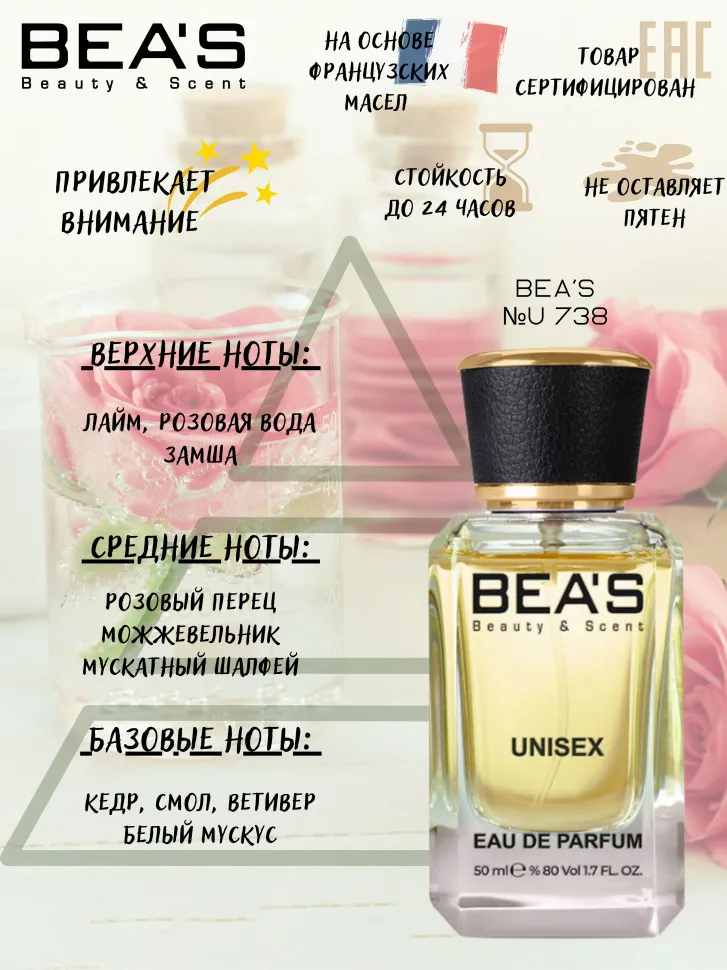 Парфюм BEA'S 50 ml U 738 Memo Paris French Leather unisex