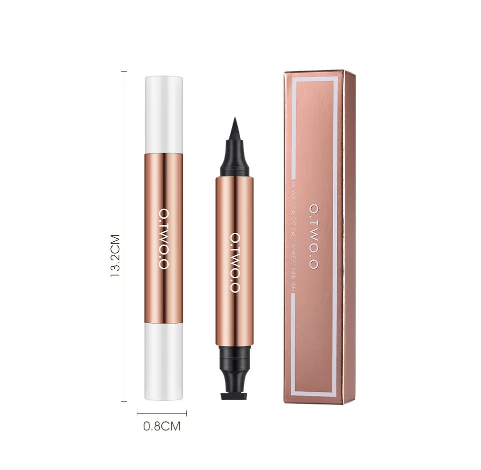 1019 O.TWO.O Двухсторонняя быстросохнущая подводка для глаз со штампом / чёрная 2.8 g.