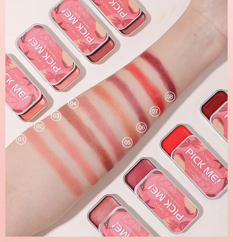 9139-08 O.TWO.O Матовый крем для румян 3в1 Pick Me 10г Бордовый