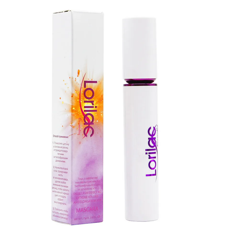 Lorilac Тушь для ресниц 4D водостойкая удлиняющая черная с эффектом накладных ресниц 7 мл E023-3