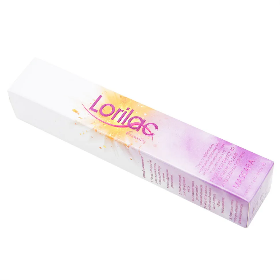 Lorilac Тушь для ресниц 4D водостойкая удлиняющая черная с эффектом накладных ресниц 7 мл E023-3