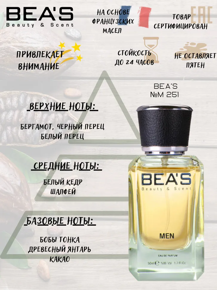 Парфюм BEA'S 50 ml M 251 Carolina Herrera Bad Boy for men