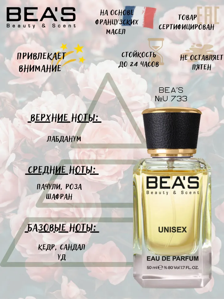 Парфюм BEA'S 50 ml U 733 Christian Dior Oud Ispahan unisex