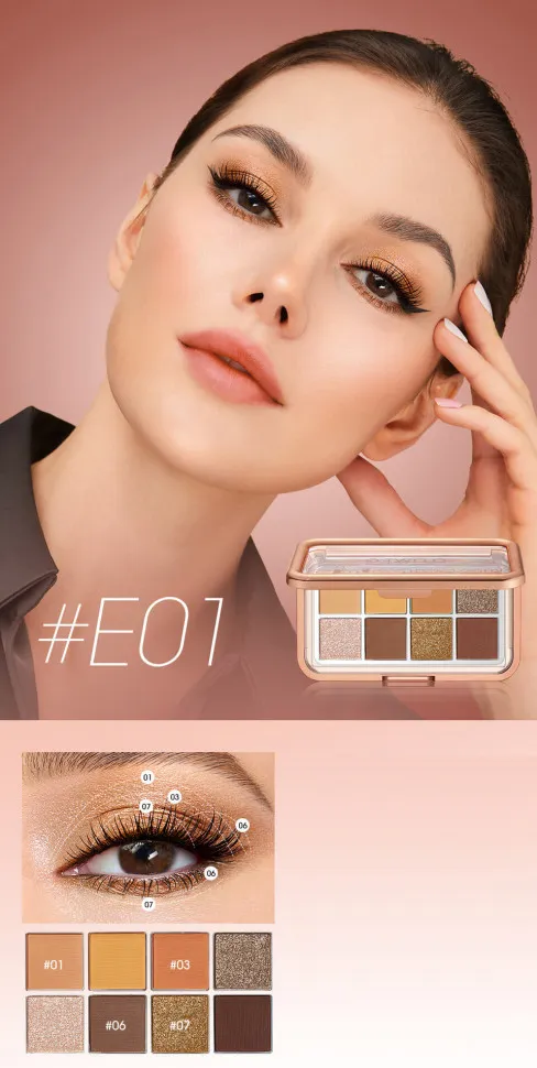 EM014-01 O.TWO.O Палетка теней для век 9 цветов 9g