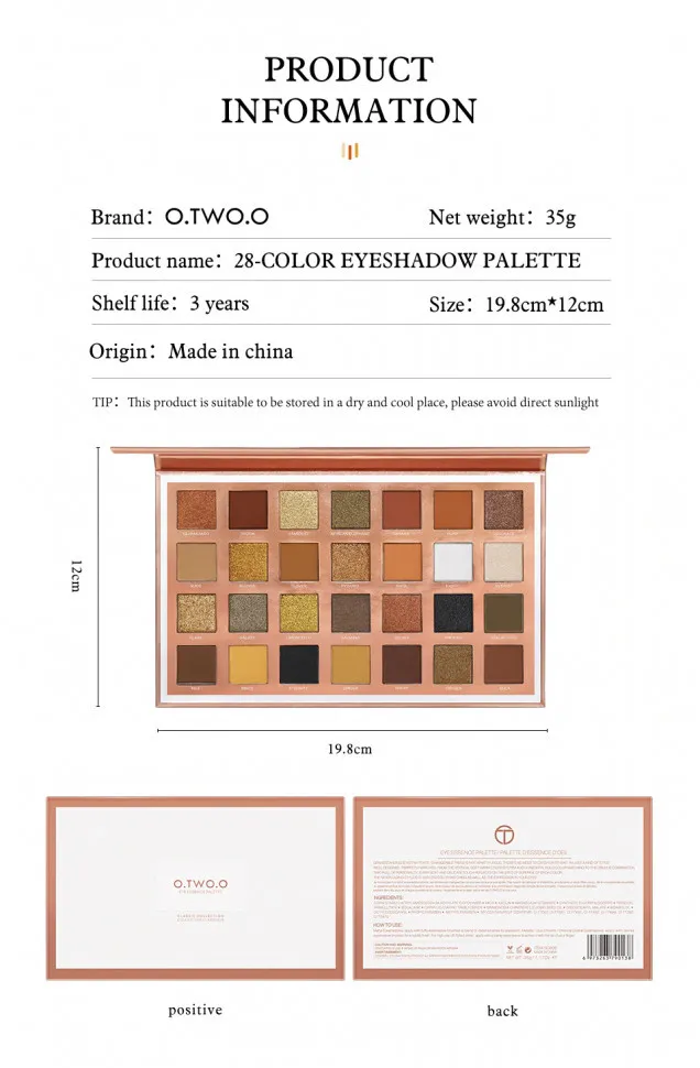 SC006 O.TWO.O Палитра теней eye essence palette 28 цветов 35g