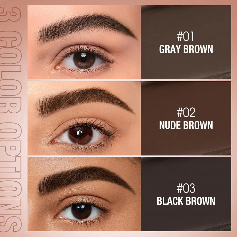 SC069-01 O.TWO.O Восковой гель и фиксатор для бровей 2в1 Серо-коричневый 4.5g+3.8g