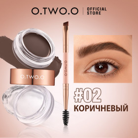 SC069-02 O.TWO.O Восковой гель и фиксатор для бровей 2в1 Коричневый 4.5g+3.8g