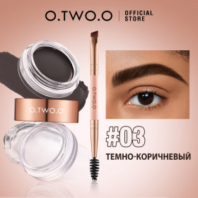 SC069-03 O.TWO.O Восковой гель и фиксатор для бровей 2в1 Темно-коричневый 4.5g+3.8g