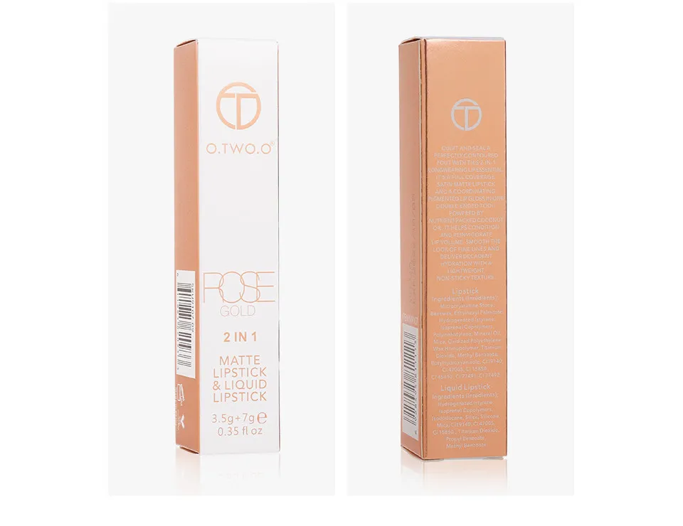 9107-12 O.TWO.O Помада Rose Gold 2 in 1 Matte Lipstic & Liquid Lipstik 3.5 g