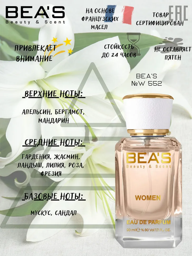 Парфюм BEA'S 50 ml W 552 Carolina Herrera 212 women